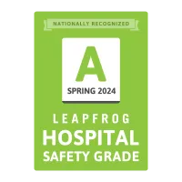 Leapfrog A Grade Hospital Safety Grade Spring 2024 logo.